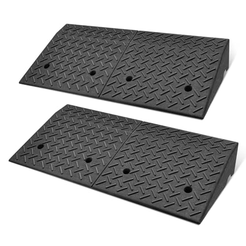 DNA Motoring 2pcs 6.3 Rise Rubber Curb Ramp Heavy Duty Loading Driveway Ramp Threshold Ramp 39 in L x 19.5 in W x 6.3 in H for Loading Dock Warehouse Motorcycles Cars TOOLS-00652X2