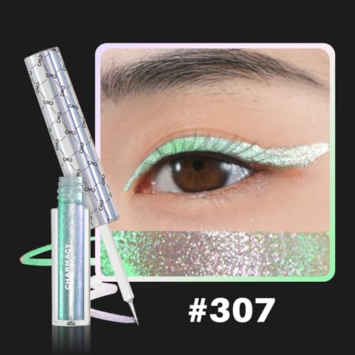 Image of CHARMACY Chameleon Liquid Eyeliner, Liquid Glitter Eyeliner, Highly Pigmented, Metallic MultiColor Shifting waterproof Eyeliner, Ultra-Fine Tip, Longwearing, Smudge-proof (#307)