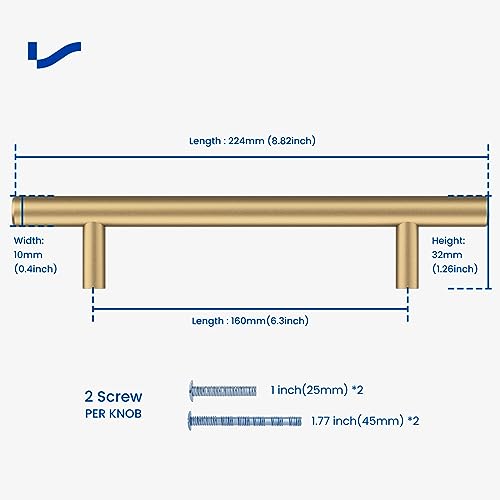 LONTAN 5 Pack 160mm Kitchen Cabinet Handles - Champagne Bronze Stainless Steel Door Handles for Cupboard Drawer, Wardrobe and Bathroom - Image 2