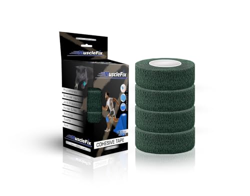 Image of Breathable Self Adhesive Wrap, Athletic, Non Woven Cohesive Bandage - for Sports, First Aid Medical, Wrist, Swelling (2.5 cm, 4.5 mtr) Pack of 4 (Forest Green)
