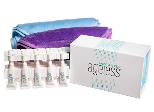Jeunesse Instantly Ageless 25 Vials W/ 2 FREE Quest Skin Care Blue & Purple Makeup Eraser Cloths