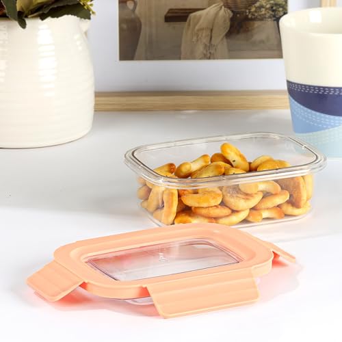 Image of CELLO Stylelock Pet Storage Container for Kitchen 620ml Baby Orange | Freezer & Fridge Safe Stackable Airtight Kitchen Storage Container Jar Box Set for Biscuits Bread Coffee Fruits Pasta Flour Spices