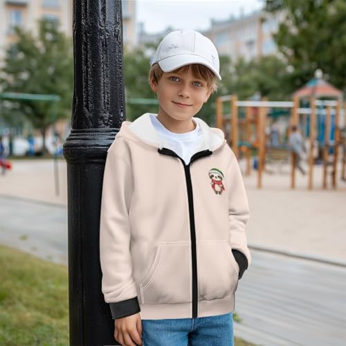 Kids Christmas Sweatshirts Fashion Fleece Zip Up Hoodie Size 7-12 Kids Fleece Lined Hoodie with Kangaroo Pocket3