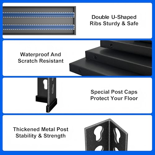 5-Tier Metal Storage Shelves Heavy Duty, 2250LBS Loads Adjustable Garage Shelves, Shelving Units and Storage Racks, Industrial Utility Shelf, 100cm x 45cm x 182cm, Black by Rufokisa - Image 5
