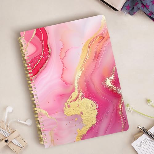 Image of Cute Spiral Notebook 8.5 x 11 lined Journal A4 with Pocket, Marble | 70 page, Note Book with Pocket, Large, Big, Hard Cover, Aesthetic, Pretty Design, for Women, Girls, Kawaii