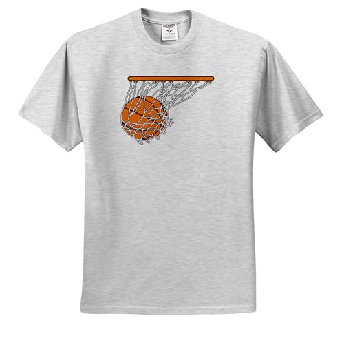 Basketball Woosh Ball in Net Vector Illustration Sports Design - Adult Birch-Gray-T-Shirt Small