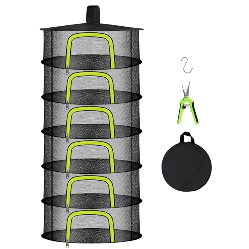 6‑Layer Foldable Herb Drying Rack with Zipper and Hooks