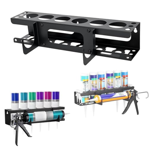 Silicone Tube Storage Holder Wall Mount Caulking Tube Storage Rack Caulking Guns Metal Holder Van Tool Storage Van Racking Accessories Holds 6 Tubes Caulking Nozzle