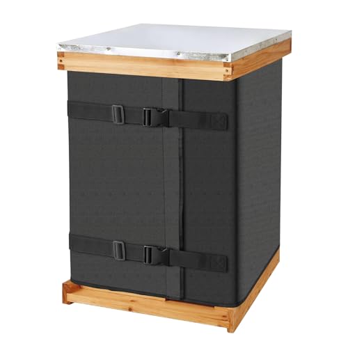 Winter Bee Hive Wrap for 8 and 10 Frame Hives, Adjustable Beehive Wrap Beekeeping Supplies, 600D Oxford Insulated Cover, Waterproof, Windproof, Lightweight, Reusable, 75.98" x 23.6" (1 Pcs)