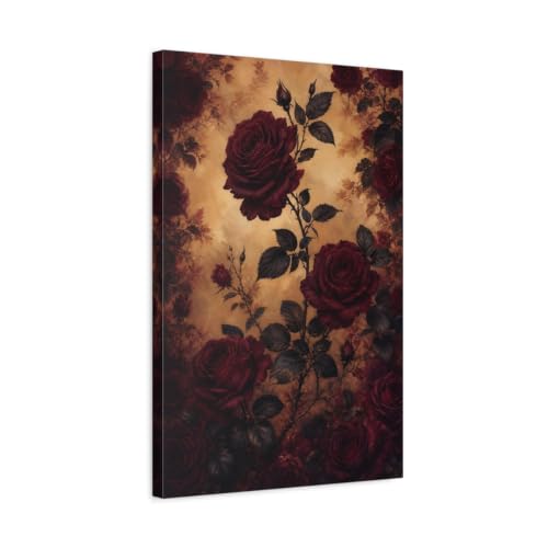 Tableau de roses rouges anciennes, décoration romantique pour le salon