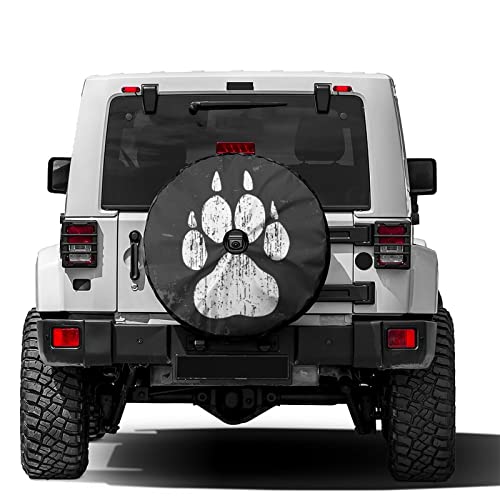 Image of Delerain Spare Tire Cover with Backup Camera Hole Dog Paw Print Wheel Covers Waterproof Dust-Proof UV Sun Universal Fit for RV Trailer RV SUV Truck (17 Inch for Diameter 31 inch-33 inch)