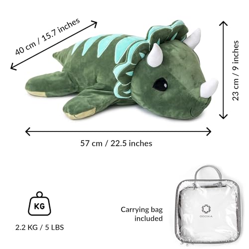 ODOXIA Gewichtskuscheltier Dinosaurier | 2,3 kg Anxiety Weighted Dino Plüschtier für Kinder & Erwachsene | Beruhigendes Weighted Stuffed Animal | Kuscheltier gegen Stress & Angst | Inkl. Tragetasche