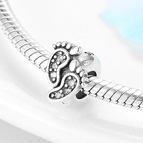 Sparkling Spacer Charm Rubber Stopper Spacer Bead 925 Sterling Silver Clip Charm fit Pandora Style Charm Bracelets (Sparkling Footprint Spacer)2