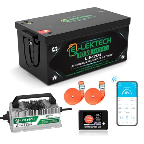 36V 100Ah Lithium Golf Cart Battery, Built-in 200A BMS, Up to 10000...