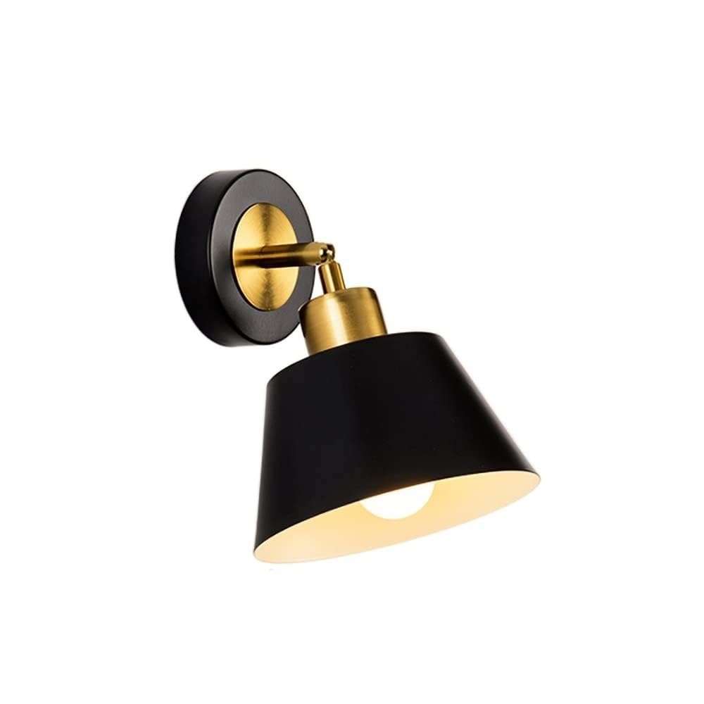 HUAYUSEDF Modern Adjustable Black Wall Sconce with Gold Accents for Bedroom Living Room and Hallway Metal Light Fixture with E27 Base