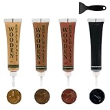 Kit de reparación de muebles de madera, relleno de retoque negro, gris claro oscuro, blanco, kit de reparación de suelos laminados de roble para arañazos, grietas, agujeros, manchas, fácil de usar