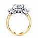 Samie Collection 3 Stone Engagement Rings for Women Wedding Ring Sets with Cushion Cut Simulated Diamond CZ in Yellow & White Gold Plating, Size 7