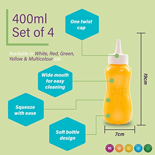 Image of Gluman Squeezy 750 ml Sauce Bottle (Set of 2) for Clean & Mess-free Dispensing | 100% Food Grade | Dishwasher Safe | Freezer Safe | Ergonomically Designed | Reusable (Yellow)