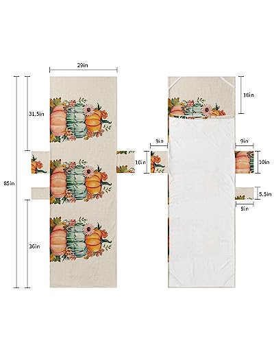 Harvest Pumpkin, Beach Lounge Chair Towel Cover, Soft Chaise Lounge Towel with Side Pockets Patio Pool Chairs Cover for Beach/Pool Sunbathing 29x85 Fall Thanksgiving Autumn Flower Leaves