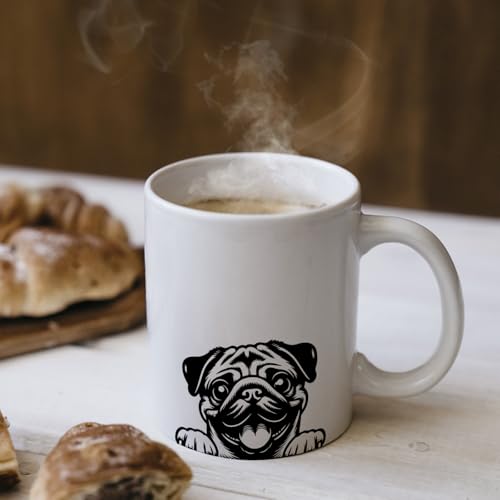 Taza de cerámica con diseño Pug 11 onzas miniatura 6