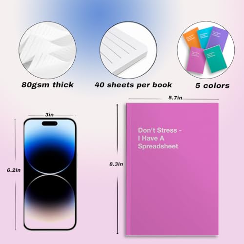 Image of 5 PCS Notebook Journal, Notebooks for Work, Note Taking Writing Funny Office Accessories Gag Gifts for Manager Leader Boss Mentor Christmas Friendship Birthday Retirement 5.7 x 8.3 Inches 41 Sheets