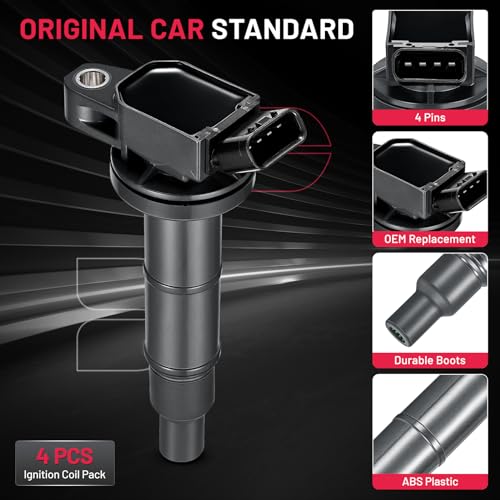 Image of BDFHYK Ignition Coil UF333 Compatible with Toyota Camry 2002 2003 2004 2005 Toyota RAV4 2001-2008 Toyota Corolla Solara Scion tC xB Toyota Oem Coil Pack Coil for Lexus HS250h Pontiac Vibe Set of 4