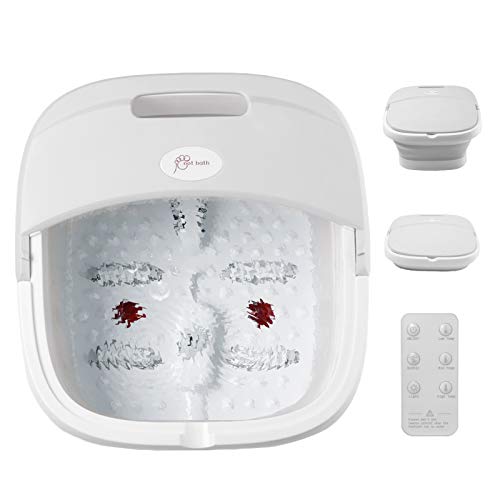 Farsaw Foot Spa/Bath Massager, Collapsible Portable Foot Bath Massager with Heat and Massage, Remote Control,4 Rollers, Infrared Lights and Bubbles Relieve Stress, Help Sleep and Relax.