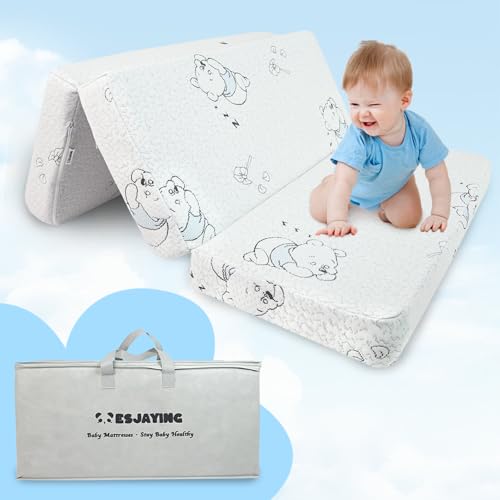 Image of Pack and Play Mattress 38 inchx 26 inch Gel Memory Foam Trifold Pack N Play Mattresses Pad with Breathable Washable Cover, Portable Travel Mattress for Pack N Play with Carry Bag