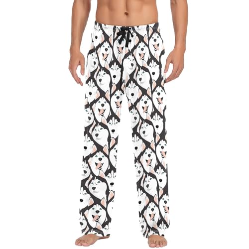 Men's Husky Dogs Pajama Pants Cotton Soft Comfy Sleep Lounge Pants Pjs Bottoms