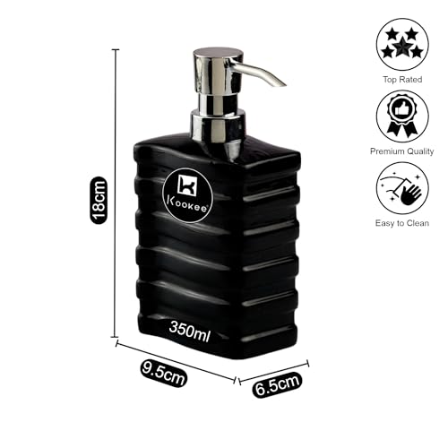 Image of SaSaSa Ceramic Soap Dispenser with Stylish Refillable Pump Bottle for Bathroom Handwash & Kitchen Wash Basin, Perfect for Hand Soap, Lotion and Shampoo, Grey /Black, (Set of 2) (10537)