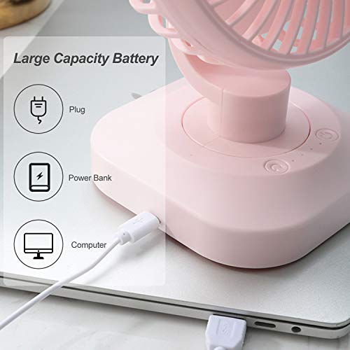 Ajcoflt Ventilador de mesa Ajustável a 120 ° Mini Ventilador Portátil 3 Velocidades Ventilador de Ba