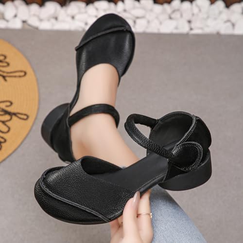 Women's Mary Jane Fashion Square Toe Easy Buckle Low Heel Slip On Flats Casual Walking Footwear for Ladies2