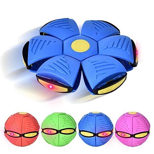 DEVTA® Flying Soccer Ball - Football Flat Throw Disc - with 6 LED Light Flying Toys Venting Decompression air Hover Outdoor Garden Beach Game Toy (Multicolor)