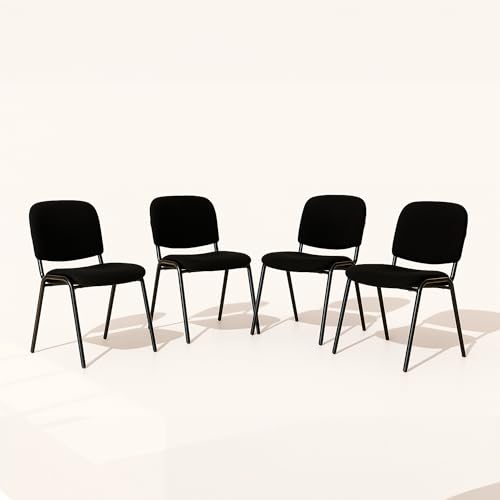 La Mejor Lista de Mundo In Muebles para comprar hoy. 49 MUNDO IN MUEBLES Paquete de 4 sillas de Visita 104Z Tapizada en Tela Negro - Ideal para Oficina, Salas de Espera, Hogar o Consultorios - Sillas Interiores - Minimalista