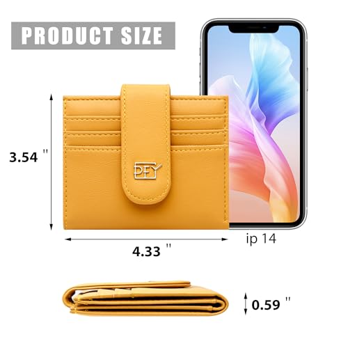 Image of Badiya Small Wallets for Women Bifold Multi Card Case Wallet Slim Credit Card Holder with Zipper Coin Purse, Yellow, one size, Minimalist