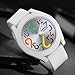 Gosasa Mens Analog Quartz Watch Creative Colorful Removable 5ATM Waterproof Sports Wristwatch Minimalist Luminous Analog Gift (White)