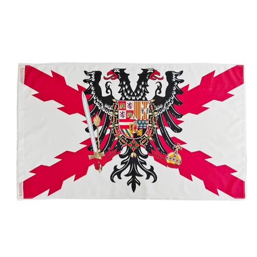 Drapeau de la Croix de Bourgogne avec aigle bicéphale - Aigle Bicéphale Croix de Saint-André - 150 x 90 cm - Drapeau Espagne Troisième écusson Empire...