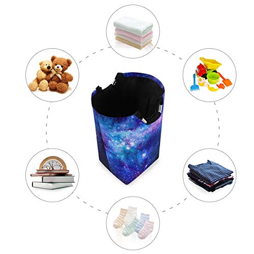 Image of senya Large Laundry Basket Shopping Foldable Clothes Bag Collapsible Fabric Laundry Hamper Folding Washing Bin (Outer Space)