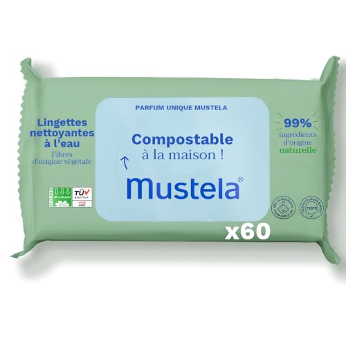 Mustela Lingettes Nettoyantes Compostables Bébé x60