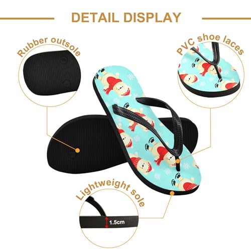 Burbuja Cartoon Bears Ice Skating Flip Flops for Women Men, Soft Thong Sandals Rubber Slippers for Pool Beach Essentials3
