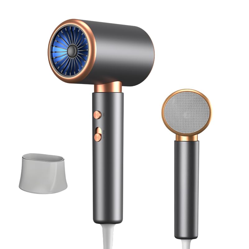 Secador de Pelo profesional 2000W，3 Velocidades 2 Temperatura, función iónica, protección contra el sobrecalentamiento, Bajo ruido y ligero, gris
