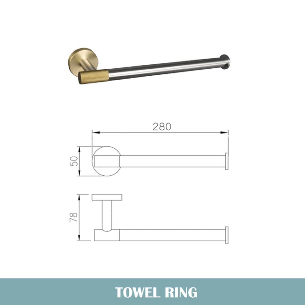 Gancho para barra de toalla de acero inoxidable cepillado y dorado, soporte parallado y dorado, soporte para papel higiénico, portaescobillas, toalleros, accesorios de baño, aro para toallas