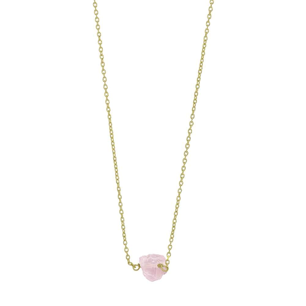 Collier quartz rose en argent doré 2 microns de style raffiné