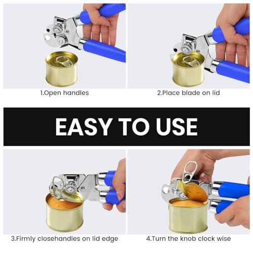 Can Opener 3-in-1 Stainless Steel Manual Tin Openers with Non-Slip Handle Can Openers Perfect Kitchen Tool - Image 2