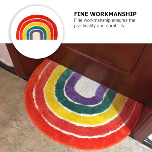 Tapis salle de bain arc-en-ciel CANIGHT semi-circulaire en polyester absorbant - 5