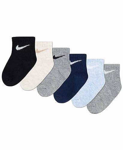 Image of 6 Pair Nike Infant and Toddler Size Socks (6-12 Months, Grey/Black/White)