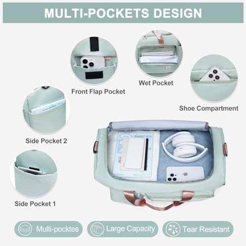 Image of Large Travel Duffle Bag, Carry On Weekender Bag with Shoe Compartment, Gym Tote Overnight Bags for Women for Travel with Toiletry Bag