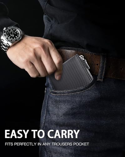 Huztencor Zipper Wallet Men RFID Blocking Leather Bifold Credit Card Wallets (FBA)2