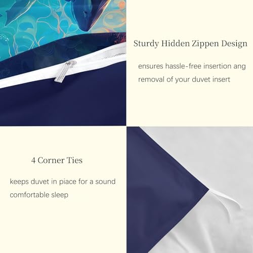 Housse de couette requin anti-plis en microfibre douce pour lit double king size - 7