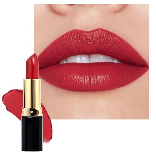 evpct Ruby Red Velvety Matte Lipstick for Older Women Long Lasting